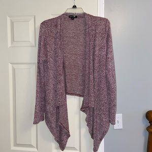 XL cardigan, maroon & cream heathered stitching